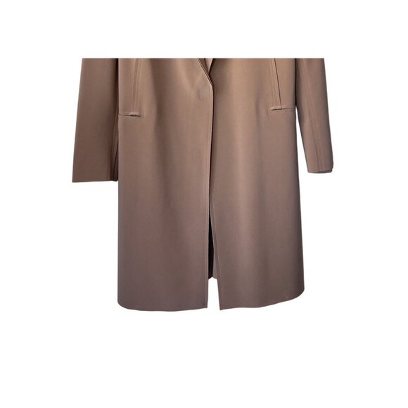 Norma Kamali Trench Coat Jacket Size M Brown Camel Long Minimalist Lagenlook - Picture 3 of 10